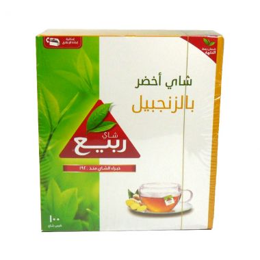 الربيع شاي اخضر بالزنجبيل 100 كيس